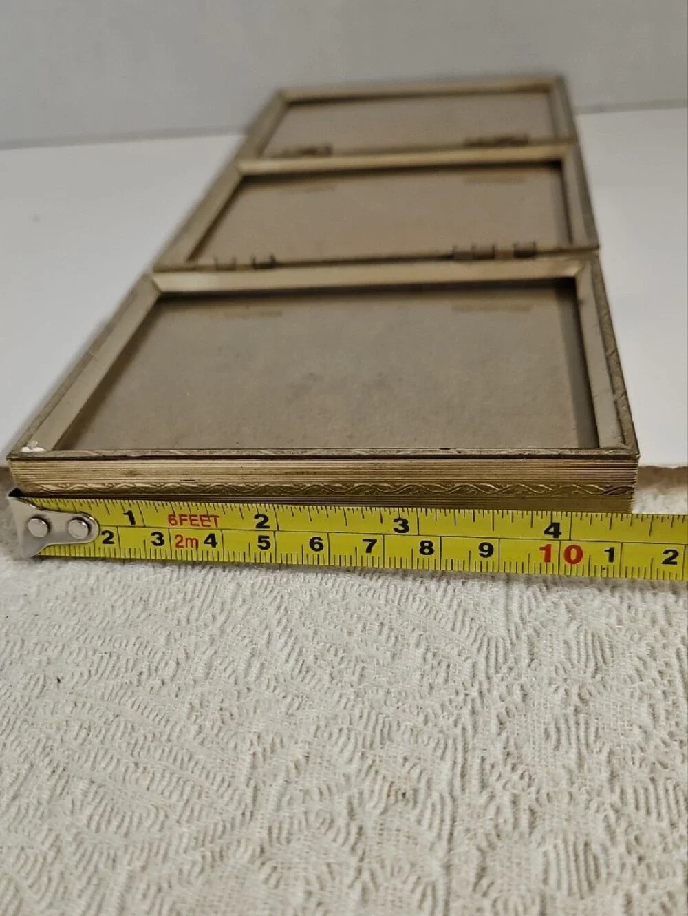 Vintage Triple-Fold Gold Hinged Photo Frame - Gold Finish